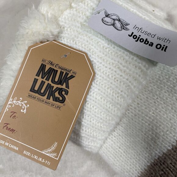 Muk Luks Aloe Infused Socks Lined Sherpa Slippers Socks Size L/XL 8.5-11 NEW - Picture 2 of 3